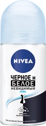 Дезодорант-антиперспирант роликовый женский NIVEA Pure Черное и Белое Невидимая защита, 50мл