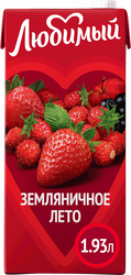 Изображение товара Напиток сокосодержащий ЛЮБИМЫЙ Яблоко, черноплодная рябина, клубника, земляника, 1.93л