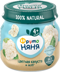 Пюре овощное ФРУТОНЯНЯ Цветная капуста, с 4 месяцев, 80г