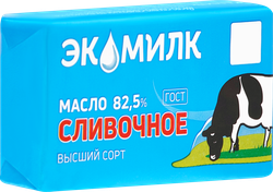 Масло сливочное ЭКОМИЛК 82,5% высший сорт, без змж, 180г
