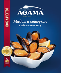 Мидии в створках в/м в собственном соку 4*450г (Agama 100% качество)