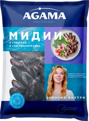 Мидии в створках в/м в собственном соку 4*450г (Agama 100% качество)