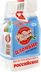 Мороженое ЧИСТАЯ ЛИНИЯ Семейное пломбир ванильный 12%, без змж, пакет, 450г