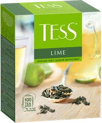 Чай зеленый TESS Lime с цедрой цитрусовых и ароматом лайма, 100пак