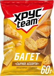 Изображение товара Сухарики ХРУСTEAM багет Сырное ассорти, 60г