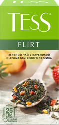 Изображение товара Чай зеленый TESS Flirt с кусочками персика и клубники, 25пак