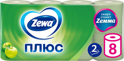 Бумага туалетная ZEWA Плюс Яблоко 2-слоя, 8шт