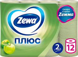 Бумага туалетная ZEWA Плюс Яблоко 2-слоя, 12шт