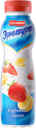 Изображение товара Напиток йогуртный питьевой EHRMANN Эрмигурт с клубникой и бананом 1,2%, без змж, 290г