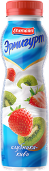 Изображение товара Напиток йогуртный питьевой EHRMANN Эрмигурт с клубникой и киви 1,2%, без змж, 290г