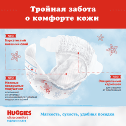 Подгузники для мальчиков HUGGIES Ultra Comfort 4 8–14кг, 66шт