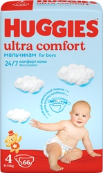 Подгузники для мальчиков HUGGIES Ultra Comfort 4 8–14кг, 66шт