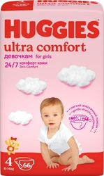 Подгузники для девочек HUGGIES Ultra Comfort 4 8–14кг, 66шт