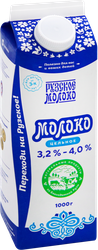Молоко пастеризованное РУЗСКИЙ Рузское цельное 3,2–4%, без змж, 1000г