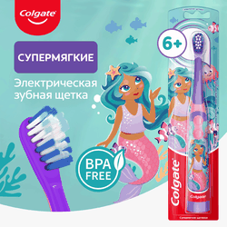 Зубная щетка детская COLGATE Mermaid StarSmile на батарейках, 
супермягкая, старше 6 лет