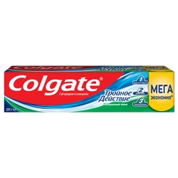 Зубная паста COLGATE Тройное действие Натуральная мята для защиты от кариеса, удаления потемнений с зубов и свежего дыхания, 150мл