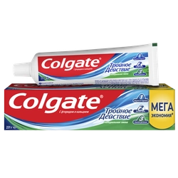 Зубная паста COLGATE Тройное действие Натуральная мята для защиты от кариеса, удаления потемнений с зубов и свежего дыхания, 150мл