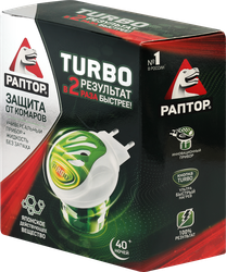 Комплект от комаров РАПТОР Прибор Turbo + Жидкость Turbo 40 ночей