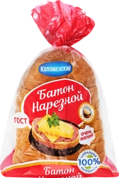 Батон КОЛОМЕНСКОЕ Нарезной, высший сорт, в нарезке, половинка, 200г