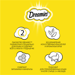 Лакомство для кошек DREAMIES Подушечки с курицей, 60г