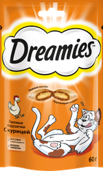 Лакомство для кошек DREAMIES Подушечки с курицей, 60г