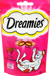 Лакомство для кошек DREAMIES Подушечки с говядиной, 60г