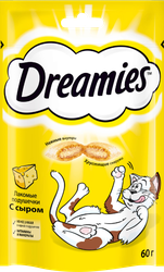 Изображение товара Лакомство для кошек DREAMIES Подушечки с сыром, 60г