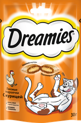 Изображение товара Лакомство для кошек DREAMIES Подушечки с курицей, 30г