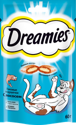 Изображение товара Лакомство для кошек DREAMIES Подушечки с лососем, 60г