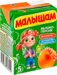 Нектар МАЛЫШАМ Яблоко, персик неосветленный, с 5 месяцев, 200мл