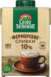 Изображение товара Сливки стерилизованные СЕЛО ЗЕЛЕНОЕ 10%, без змж, 500г