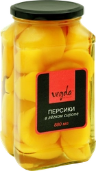 Персики VEGDA в легком сиропе, 880мл