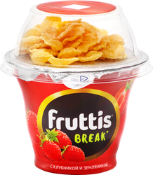 Продукт йогуртный FRUTTIS Вкусный перерыв Клубника, земляника с топпером 2,5%, без змж, 175г