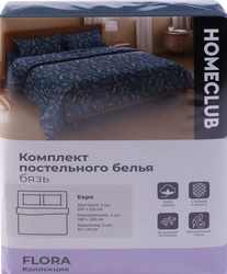 Комплект постельного белья Евро HOME CLUB Flora бязь, Арт. PL003