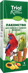 Лакомство для мелких и средних попугаев TRIOL с фруктами, 80г
