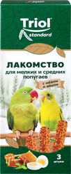 Лакомство для мелких и средних попугаев TRIOL с медом и яйцом, 80г