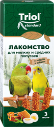Лакомство для мелких и средних попугаев TRIOL с медом и яйцом, 80г