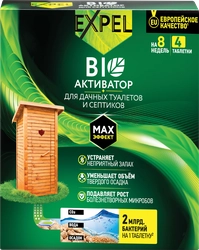 Биоактиватор для дачных туалетов и септиков EXPEL, в таблетках, 4шт