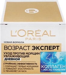 Крем ночной для лица L'OREAL Возраст Эксперт 35+ увлажняющий, против морщин, 50мл