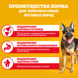 Корм сухой для взрослых собак PEDIGREE с говядиной, для крупных пород, 13кг