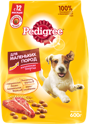 Корм сухой для взрослых собак PEDIGREE Говядина, для малых пород, 600г