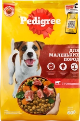 Корм сухой для взрослых собак PEDIGREE Говядина, для малых пород, 600г