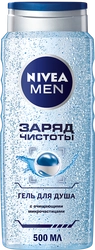 Гель для душа мужской NIVEA Заряд чистоты, 500мл