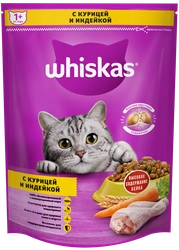 КормсухойдлякошекWHISKASВкусныеподушечкиснежнымпаштетом,Аппетитноеассортискурицейииндейкой,800г