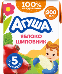 Сок детский АГУША Яблоко-шиповник, с 5 месяцев, 200мл