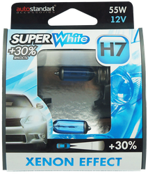 Лампа галогенная автомобильная AUTOSTANDART Super White H7-12V 55W PX26d головного света Арт. 106010, 2шт