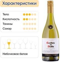 Вино CASILLERO DEL DIABLO Concha Y Toro Шардоне выдержанное белое сухое, 0.75л