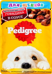 Корм консервированный для щенков PEDIGREE с говядиной в соусе, от 1 месяца, полнорационный, 85г