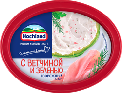 Сыр творожный HOCHLAND с ветчиной и зеленью 60%, без змж, 140г