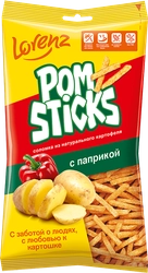 Чипсы картофельные POMSTICKS Lorenz, с паприкой, соломка, 100г